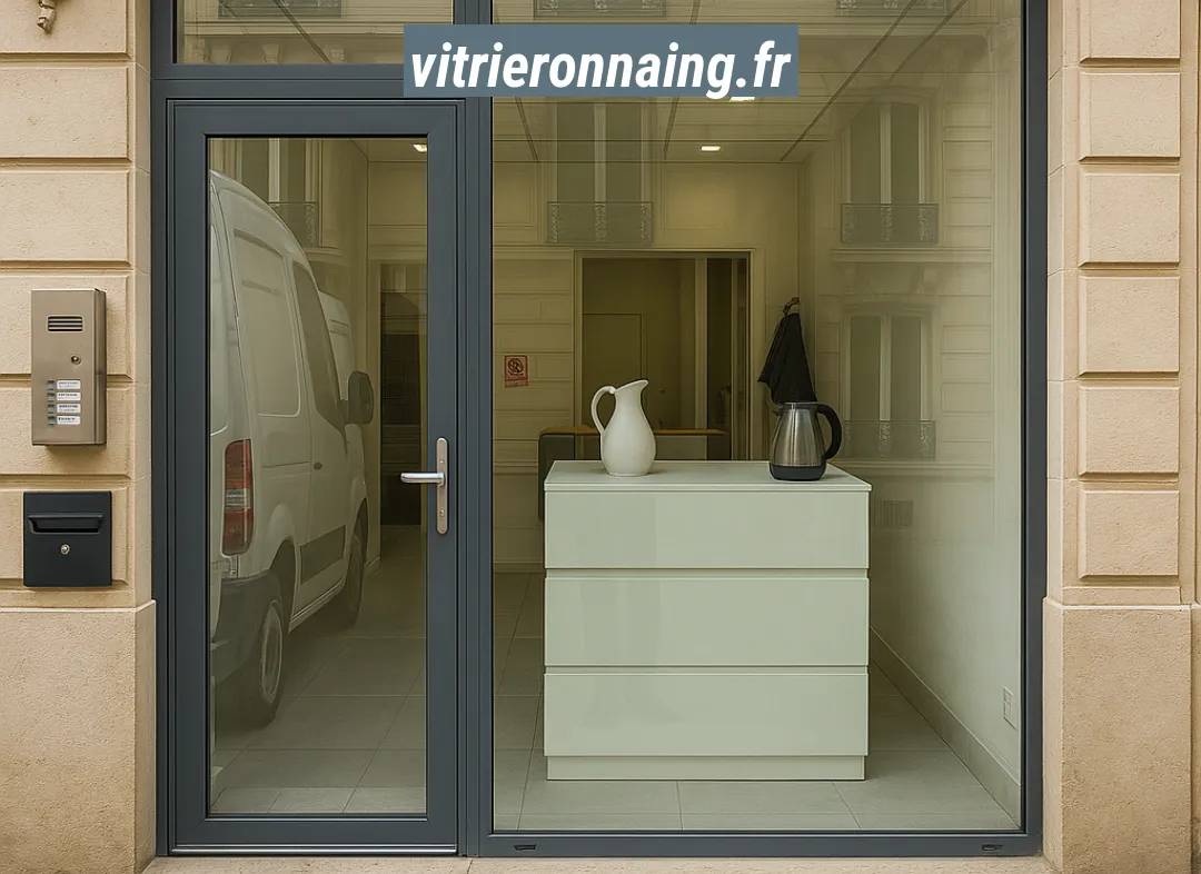 Façade vitrine de magasin en aluminium sur mesure à Onnaing